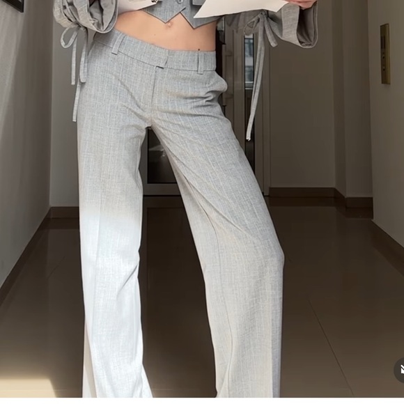 Low-rise, wide-leg work pants - Picture 1 of 7